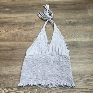 American Eagle Outfitters Corded Halter Top with Smocked Detail Lavender size xs